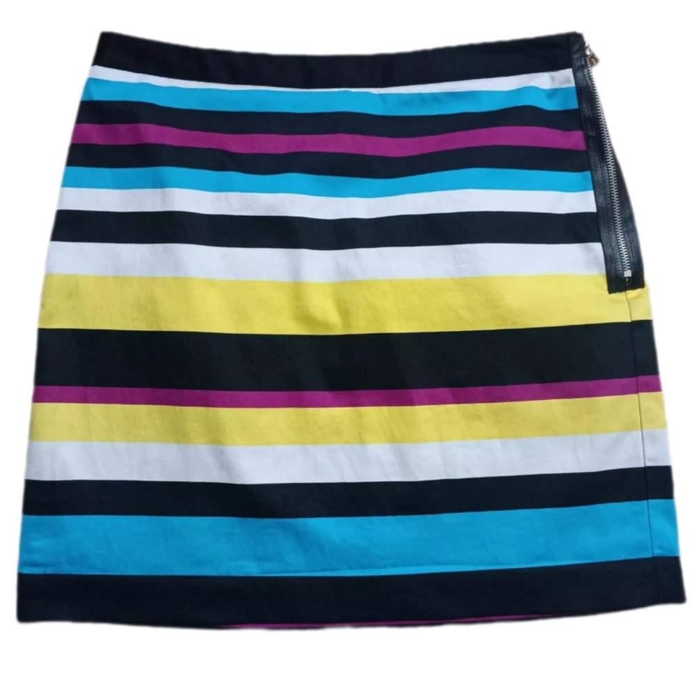 Worthington Skirt Womens 6 Colorful Horizontal Vaporwave‎ Striped Lined Pencil